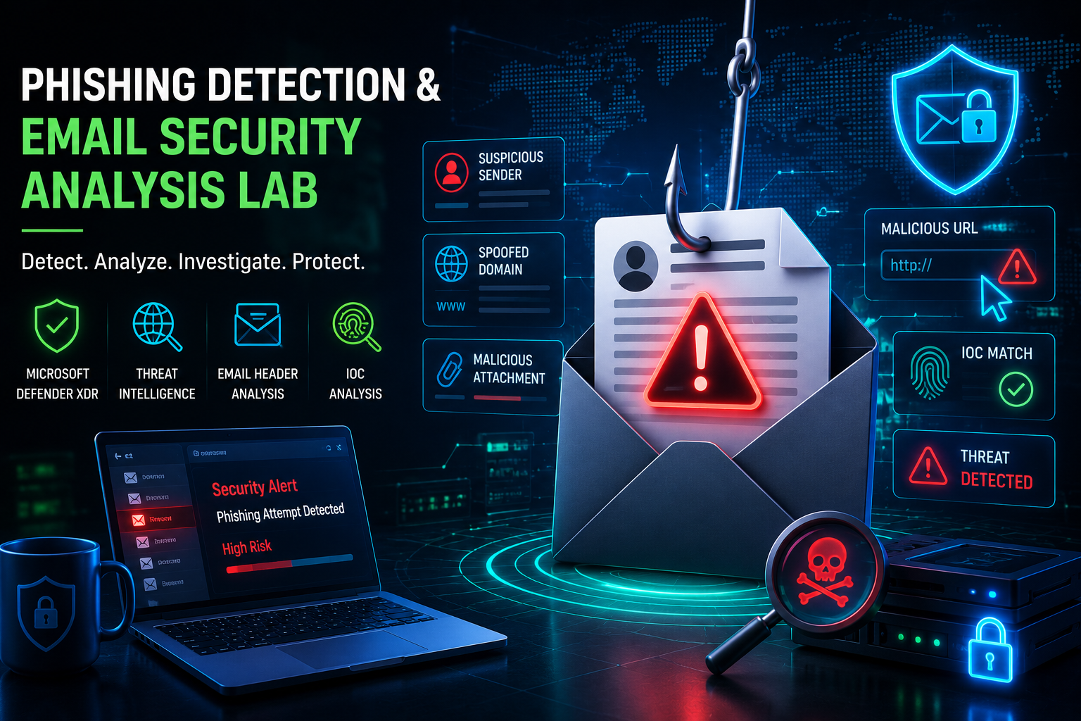 Phishing Detection and Email Security Analysis Lab dashboard