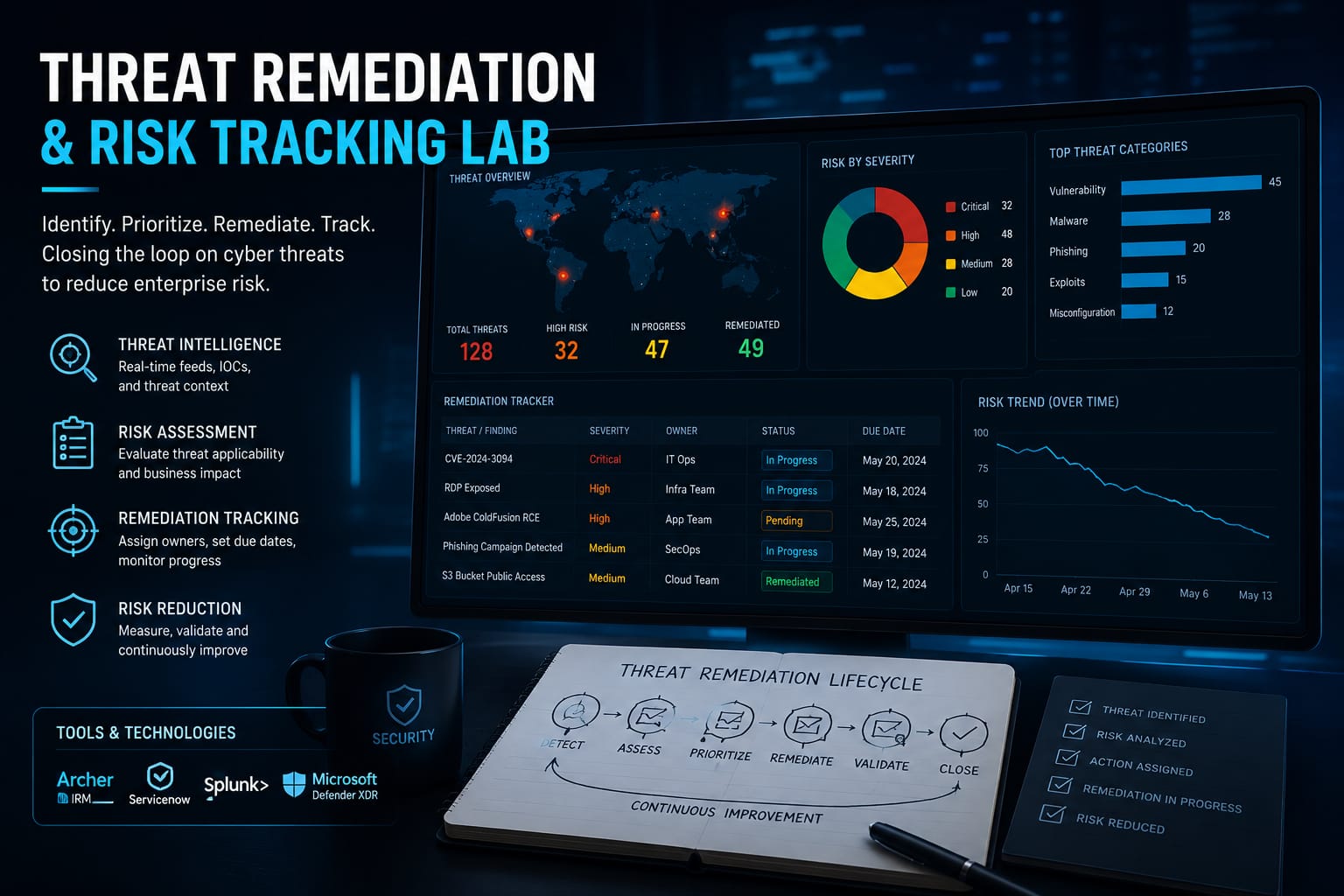 Threat Remediation and Risk Tracking Lab dashboard
